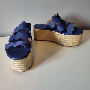 Chloe Lauren Platform Espadrille Slides, VGUC, Size 38